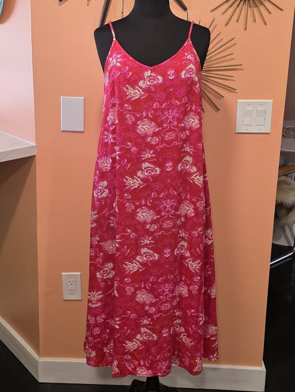 NATURAL LIFE Fuchsia Floral Maxi Dress Large Boho Babe Summer - Picture 3 of 12